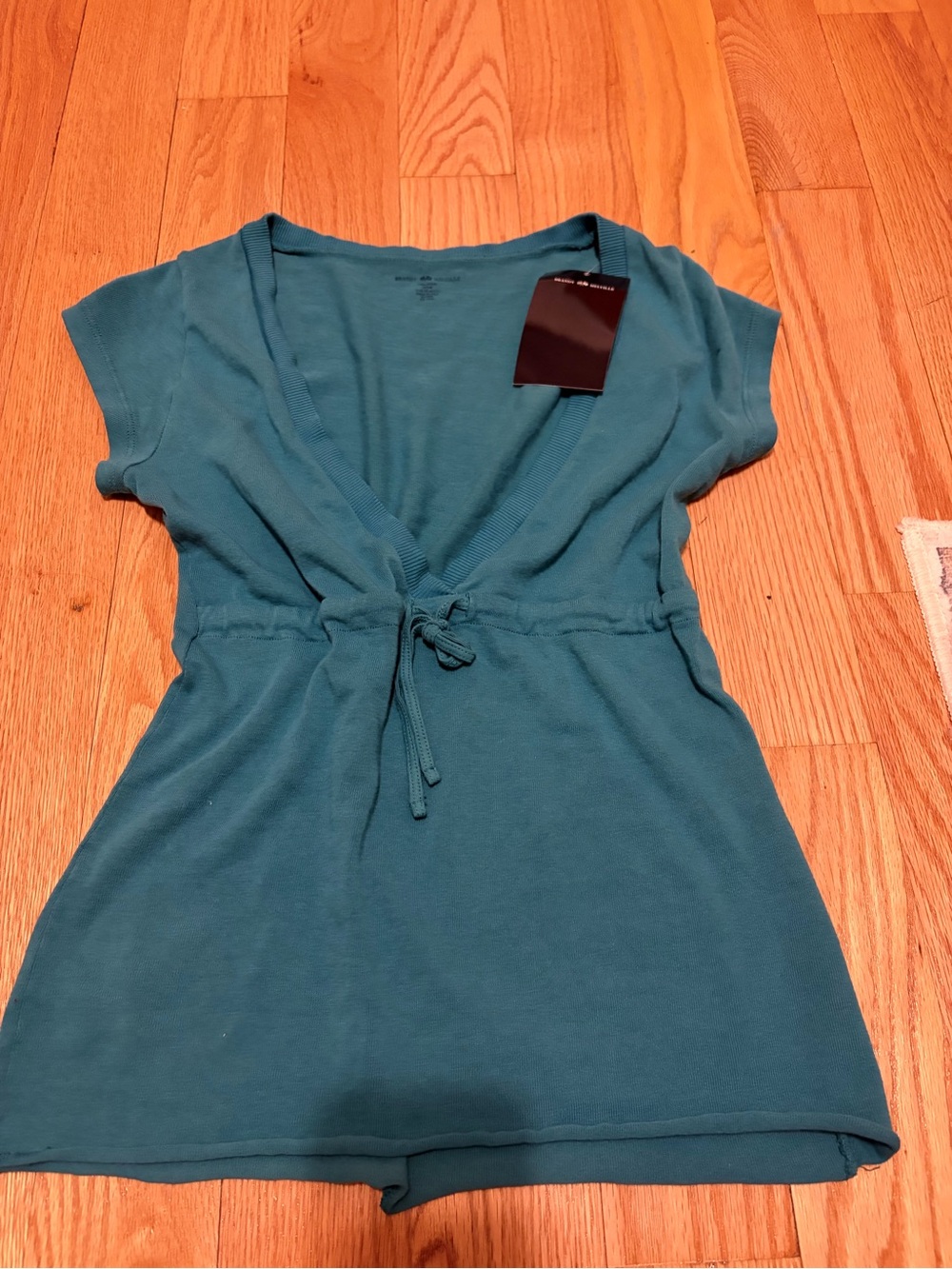 Brandy Melville Dark Teal V-Neck Tie-Front Top
